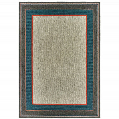 8' X 10' Blue and Gray Stain Resistant Indoor Outdoor Area Rug