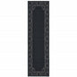 2' X 8' Black and Ivory Stain Resistant Indoor Outdoor Area Rug