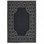 9' X 13' Black and Ivory Stain Resistant Indoor Outdoor Area Rug