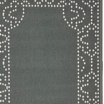 2' X 8' Gray and Ivory Stain Resistant Indoor Outdoor Area Rug