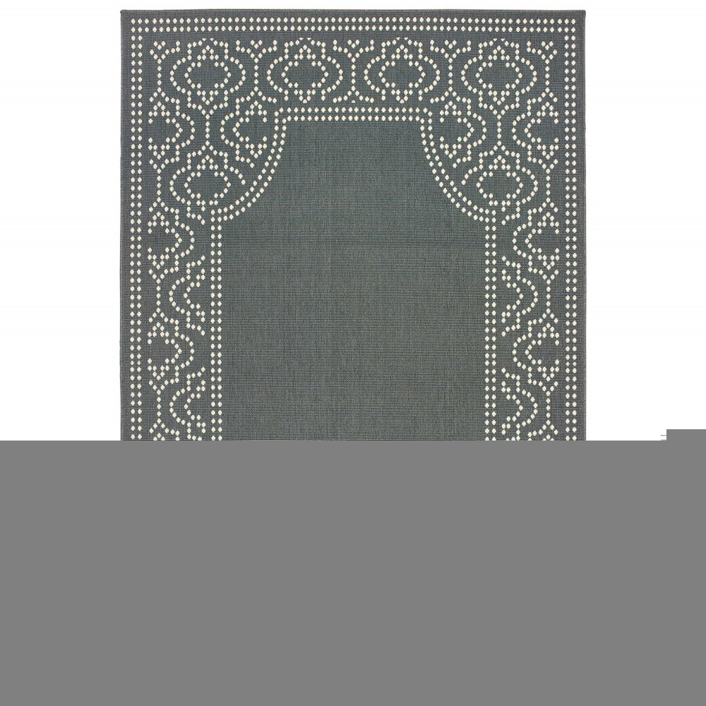 8' X 11' Gray and Ivory Stain Resistant Indoor Outdoor Area Rug