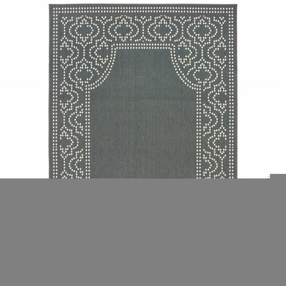 8' X 11' Gray and Ivory Stain Resistant Indoor Outdoor Area Rug