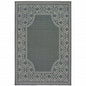 9' X 13' Gray and Ivory Stain Resistant Indoor Outdoor Area Rug