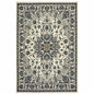 2' X 4' Ivory and Blue Oriental Stain Resistant Indoor Outdoor Area Rug