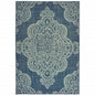 4' X 6' Blue Oriental Stain Resistant Indoor Outdoor Area Rug