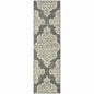 2' X 8' Gray and Ivory Oriental Stain Resistant Indoor Outdoor Area Rug