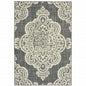 9' X 13' Gray and Ivory Oriental Stain Resistant Indoor Outdoor Area Rug
