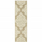 2' X 8' Tan Oriental Stain Resistant Indoor Outdoor Area Rug