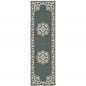 2' X 8' Gray and Ivory Oriental Stain Resistant Indoor Outdoor Area Rug