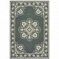 7' X 10' Gray and Ivory Oriental Stain Resistant Indoor Outdoor Area Rug