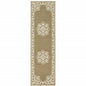2' X 8' Tan Oriental Stain Resistant Indoor Outdoor Area Rug
