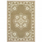 5' X 8' Tan Oriental Stain Resistant Indoor Outdoor Area Rug