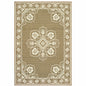 7' X 10' Tan Oriental Stain Resistant Indoor Outdoor Area Rug
