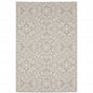 3' X 5' Gray and Ivory Floral Stain Resistant Indoor Outdoor Area Rug
