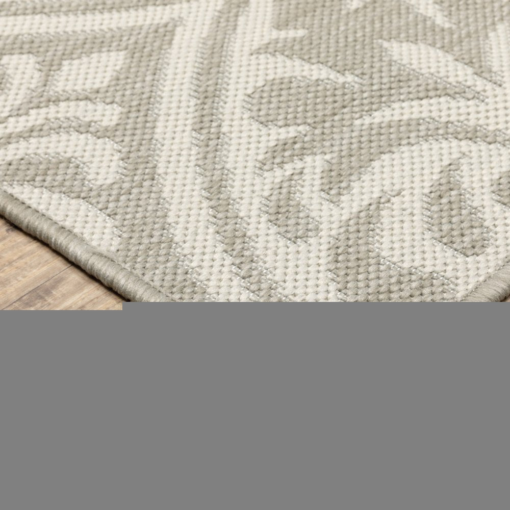 3' X 5' Gray and Ivory Floral Stain Resistant Indoor Outdoor Area Rug