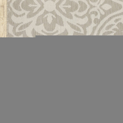 3' X 5' Gray and Ivory Floral Stain Resistant Indoor Outdoor Area Rug