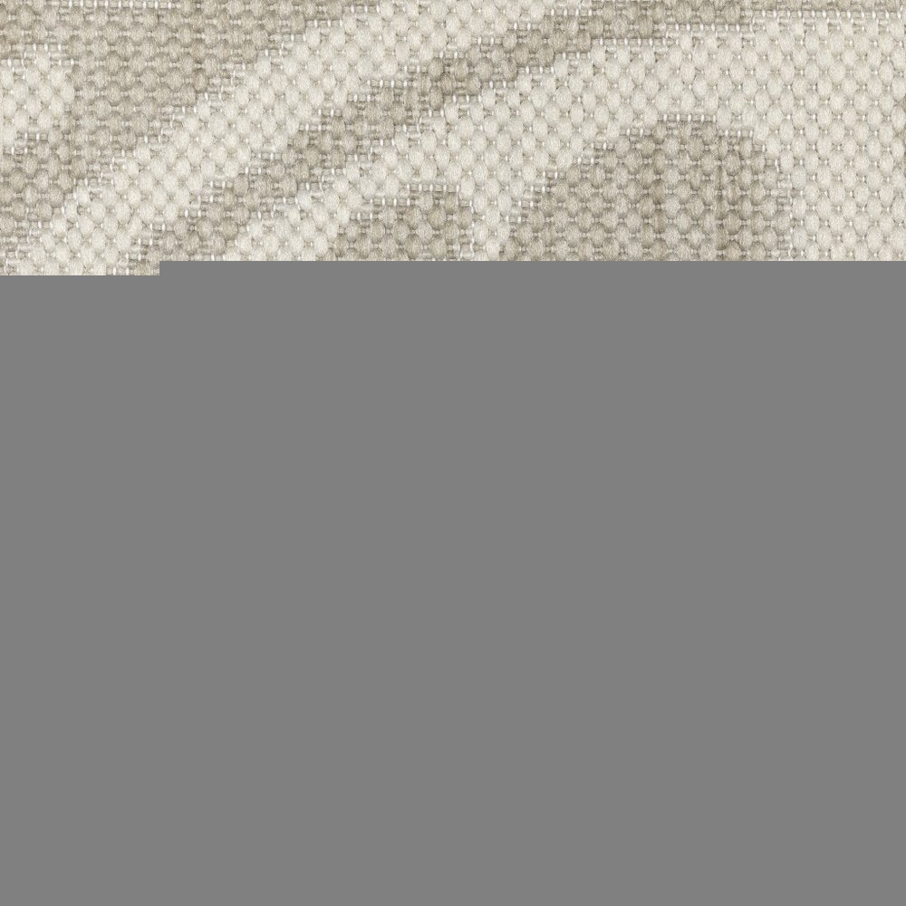 8' X 10' Gray and Ivory Floral Stain Resistant Indoor Outdoor Area Rug