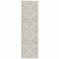 2' X 7' Gray and Ivory Geometric Stain Resistant Indoor Outdoor Area Rug