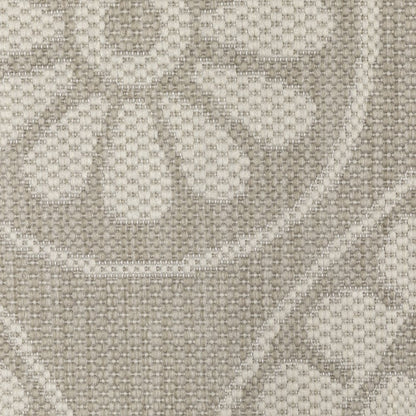 7' X 9' Gray and Ivory Geometric Stain Resistant Indoor Outdoor Area Rug