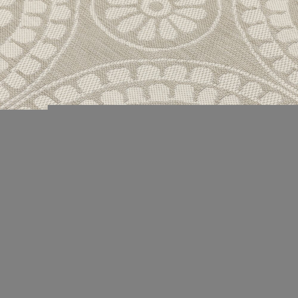 7' X 9' Gray and Ivory Geometric Stain Resistant Indoor Outdoor Area Rug