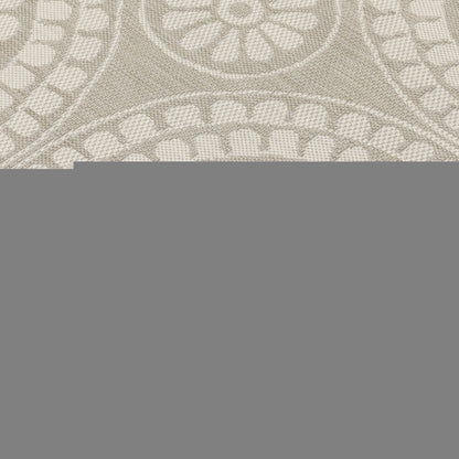 7' X 9' Gray and Ivory Geometric Stain Resistant Indoor Outdoor Area Rug