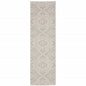 2' X 7' Gray and Ivory Floral Stain Resistant Indoor Outdoor Area Rug