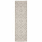 2' X 7' Gray and Ivory Floral Stain Resistant Indoor Outdoor Area Rug