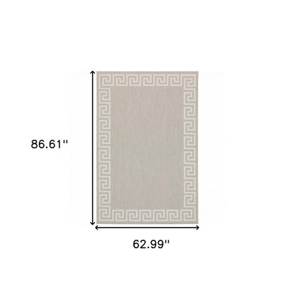5' X 7' Gray and Ivory Stain Resistant Indoor Outdoor Area Rug