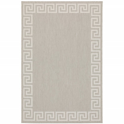 5' X 7' Gray and Ivory Stain Resistant Indoor Outdoor Area Rug