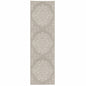 2' X 7' Gray and Ivory Oriental Stain Resistant Indoor Outdoor Area Rug
