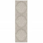 2' X 7' Gray and Ivory Oriental Stain Resistant Indoor Outdoor Area Rug