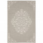 7' X 9' Gray and Ivory Oriental Stain Resistant Indoor Outdoor Area Rug