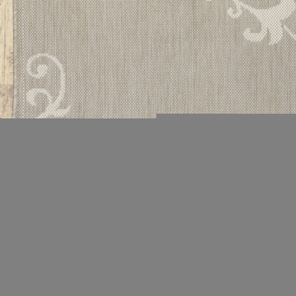10' X 13' Gray and Ivory Oriental Stain Resistant Indoor Outdoor Area Rug