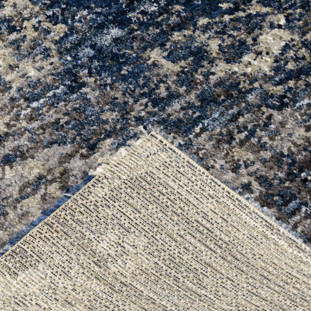 8' Blue And Gray Abstract Shag Runner Rug