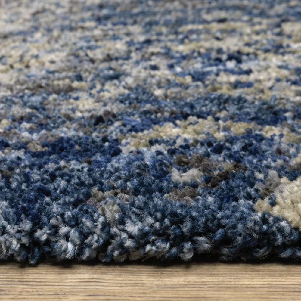 7' X 10' Blue And Gray Abstract Shag Area Rug