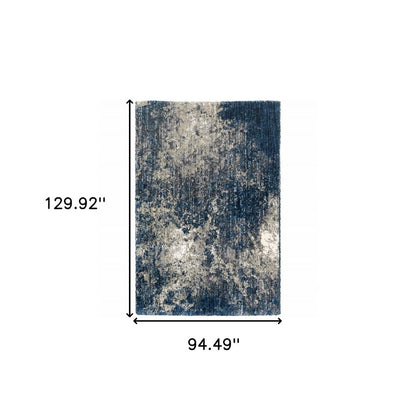 8' X 11' Blue And Gray Abstract Shag Area Rug