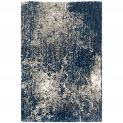 8' X 11' Blue And Gray Abstract Shag Area Rug