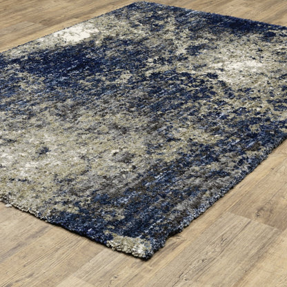 8' X 11' Blue And Gray Abstract Shag Area Rug