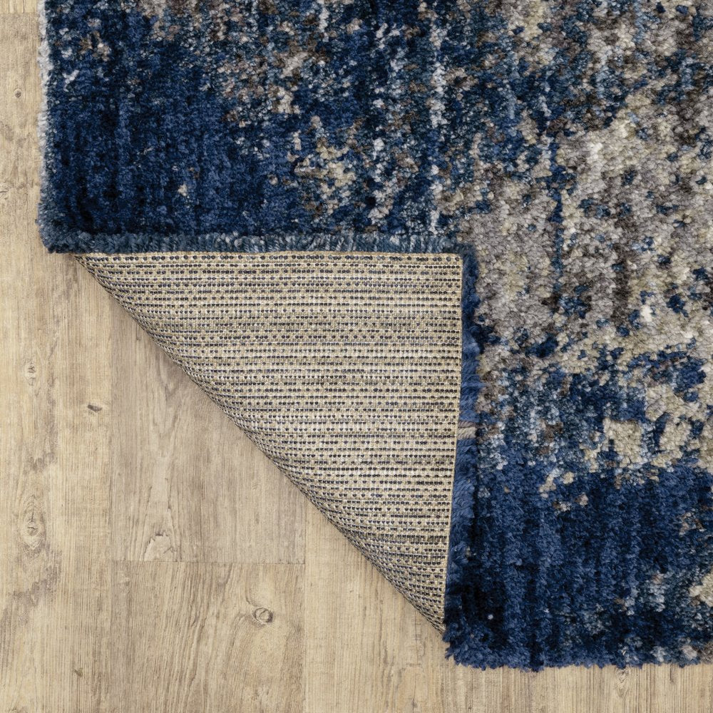 8' X 11' Blue And Gray Abstract Shag Area Rug