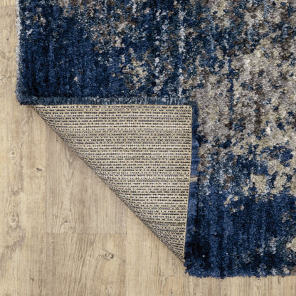 8' X 11' Blue And Gray Abstract Shag Area Rug