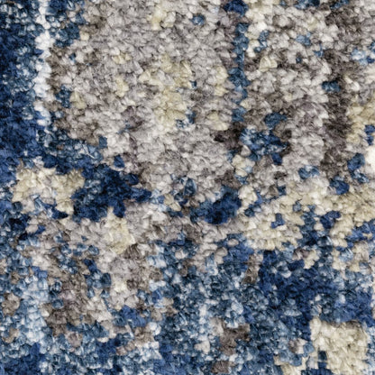 8' X 11' Blue And Gray Abstract Shag Area Rug