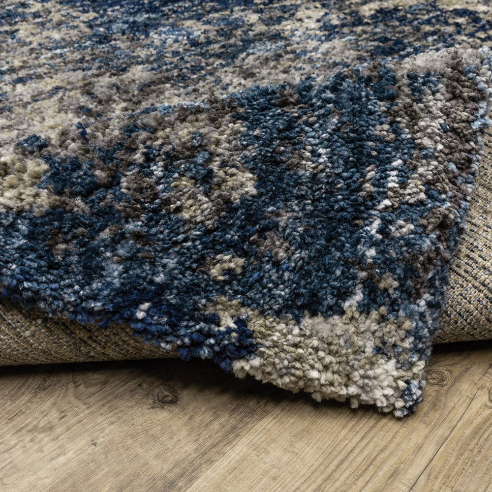 8' X 11' Blue And Gray Abstract Shag Area Rug