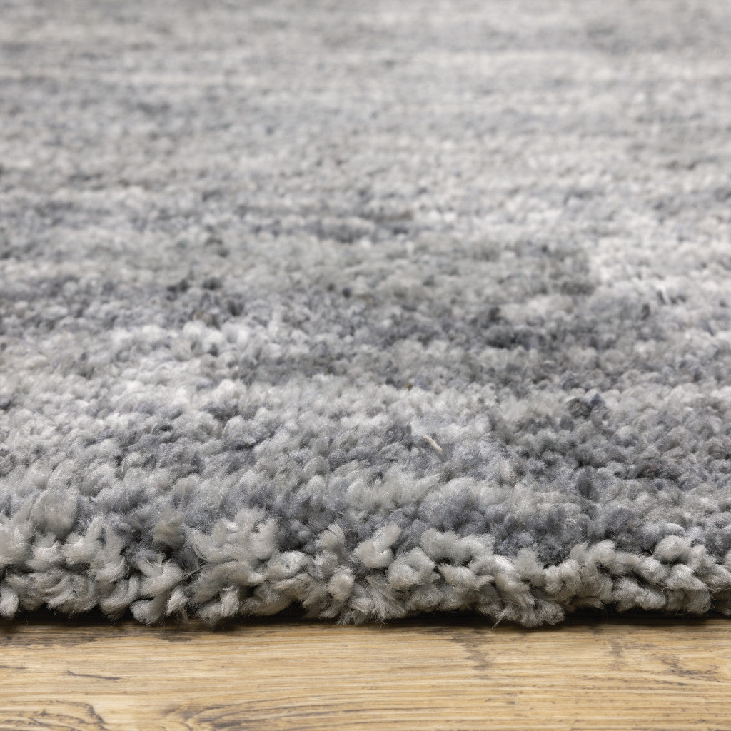 5' X 8' Grey Shag Power Loom Stain Resistant Area Rug