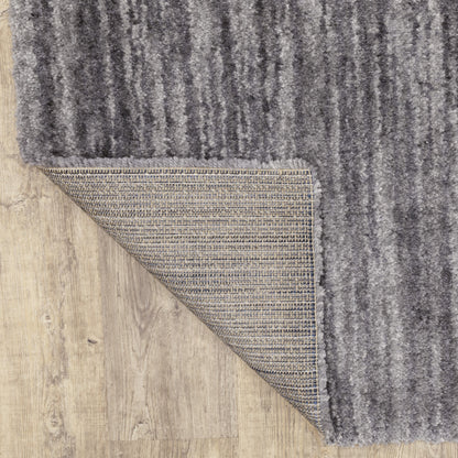 5' X 8' Grey Shag Power Loom Stain Resistant Area Rug