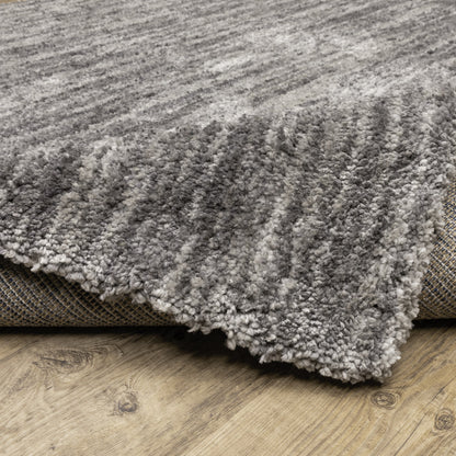 5' X 8' Grey Shag Power Loom Stain Resistant Area Rug