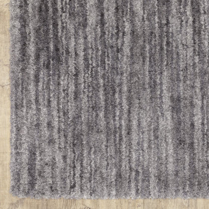 10' X 13' Grey Shag Power Loom Stain Resistant Area Rug