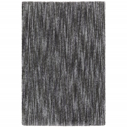 10' X 13' Charcoal Shag Power Loom Stain Resistant Area Rug