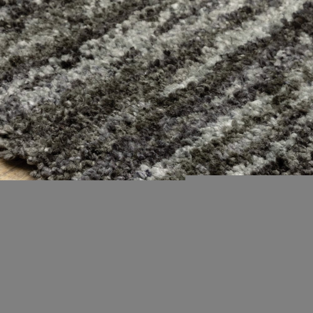 10' X 13' Charcoal Shag Power Loom Stain Resistant Area Rug