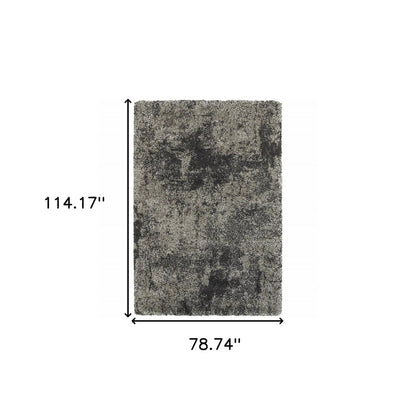 7' X 10' Gray Abstract Shag Power Loom Area Rug