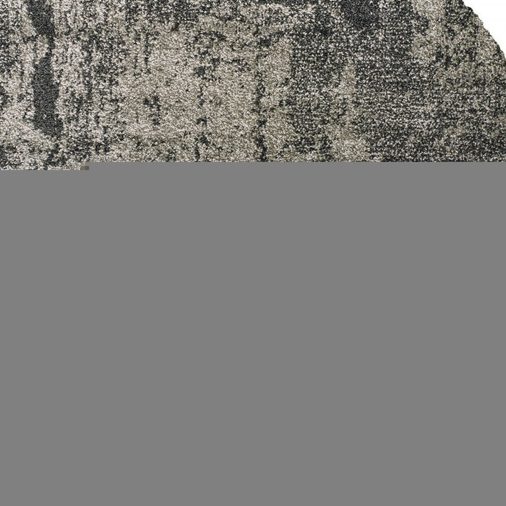 8' Grey Round Abstract Power Loom Stain Resistant Area Rug